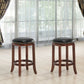Costway 24" Set of 2 Leather Padded Backless Swivel Bar Stool