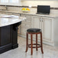 Costway 24" Set of 2 Leather Padded Backless Swivel Bar Stool