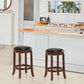 Costway 24" Set of 2 Leather Padded Backless Swivel Bar Stool