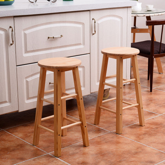 Costway 24" Set of 2 Round Wood Bar Stools