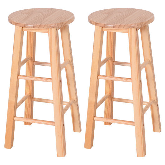 Costway 24" Set of 2 Round Wood Bar Stools