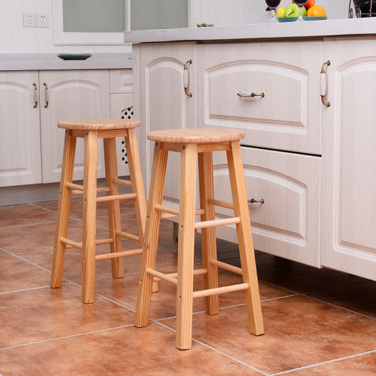 Costway 24" Set of 2 Round Wood Bar Stools