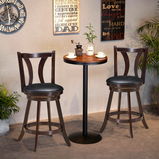 Costway 24" Set of 2 Swivel Bar stool 24 Inch Counter Height Leather Padded Dining Kitchen Chair