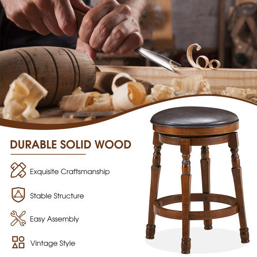 Costway 24" Set of 2 Swivel Leather Padded Bar Dining Stools