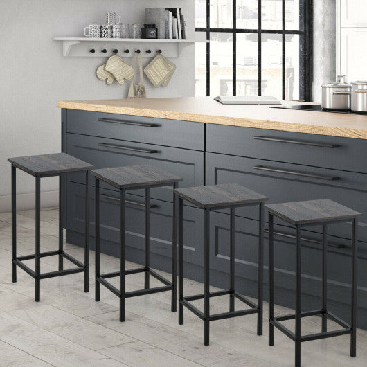 Costway 24" Set of 4 Bar Stools Counter Height Backless with Metal Frame