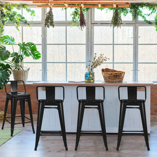 Costway 24" Set of 4 Black Cafe Side Chairs with Rubber Feet and Removable Back