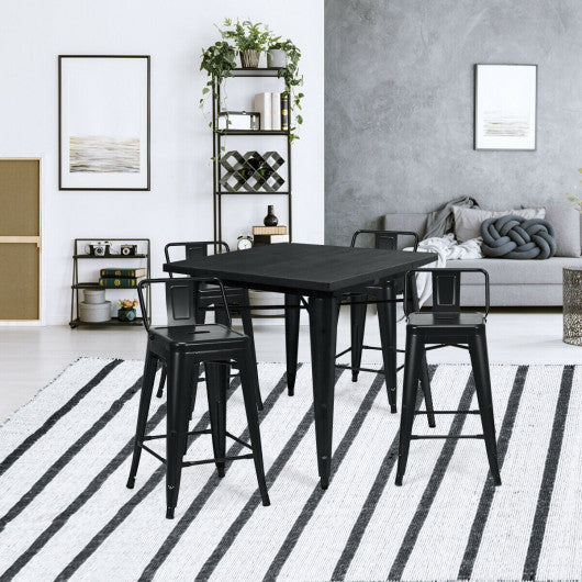 Costway 24" Set of 4 Black Cafe Side Chairs with Rubber Feet and Removable Back