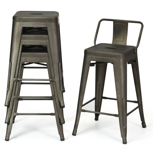 Costway 24" Set of 4 Gun Cafe Side Chairs with Rubber Feet and Removable Backs