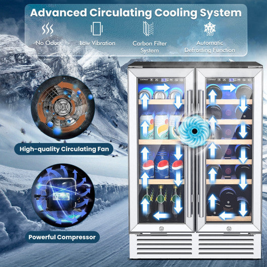 Costway 24" Silver Dual Zone Wine and Beverage Cooler
