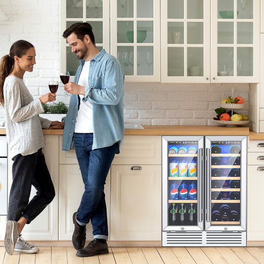 Costway 24" Silver Dual Zone Wine and Beverage Cooler