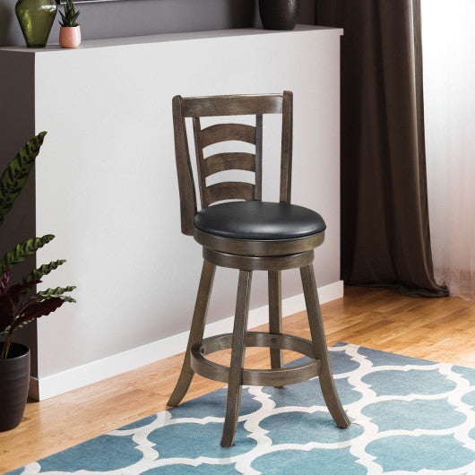 Costway 24" Swivel Counter Height Upholstered Seat Dining Stool