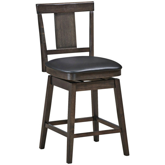 Costway 24" Swivel Upholstered Counter Height Bar Chair with Rubber Wood Legs