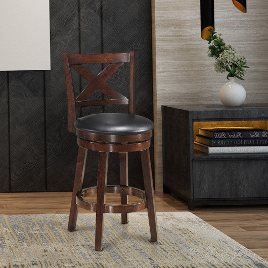 Costway 24" Swivel X-back Upholstered Counter Height Bar Stool with PVC Cushioned Seat