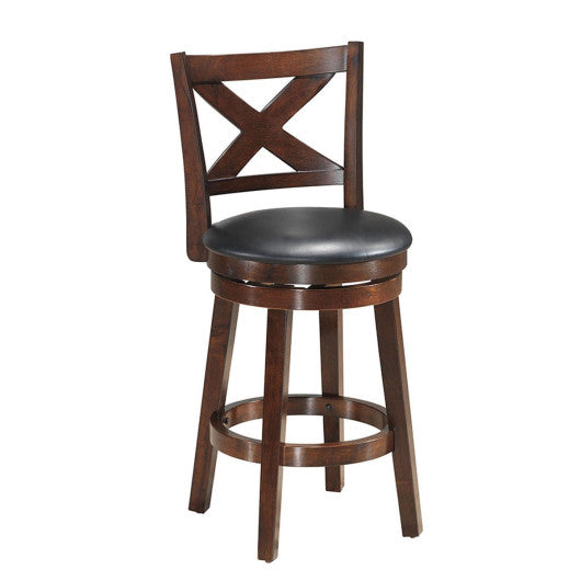 Costway 24" Swivel X-back Upholstered Counter Height Bar Stool with PVC Cushioned Seat