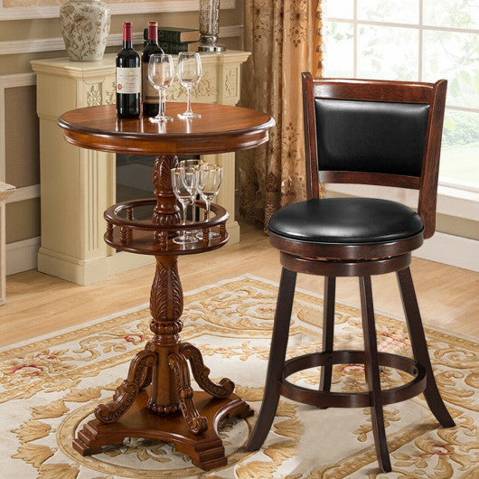 Costway 24" Wooden Upholstered Swivel Counter Height Stool Dining Chair