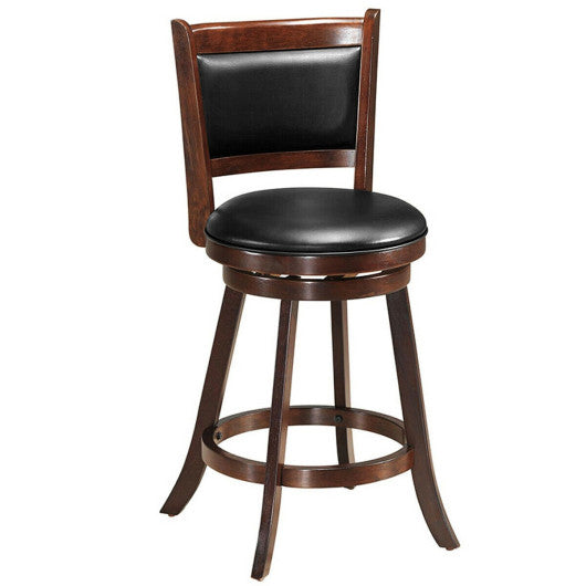 Costway 24" Wooden Upholstered Swivel Counter Height Stool Dining Chair