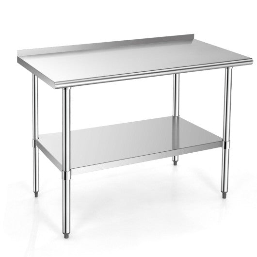 Costway 24" x 48" Stainless Steel Table for Prep and Work with Backsplash