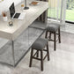 Costway 24.5" 2 Piece Gray Counter Height Bar Stool Set with Padded Seat