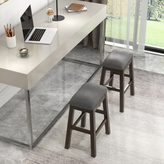 Costway 24.5" 2 Piece Gray Counter Height Bar Stool Set with Padded Seat