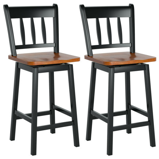Costway 24.5" Black Set of 2 Swivel Bar Stools with 360° Swiveling