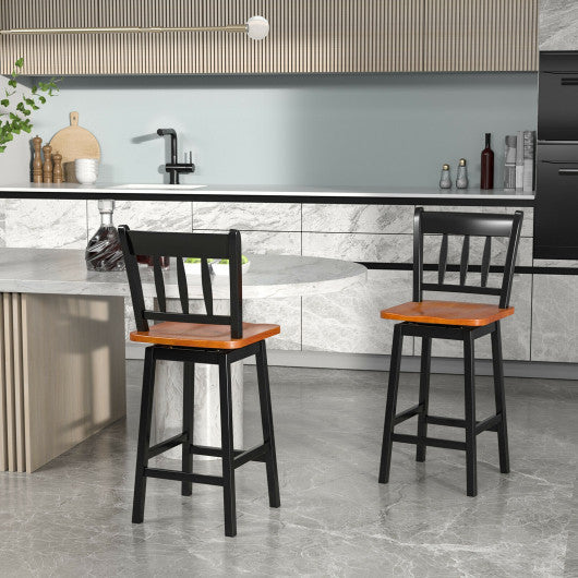 Costway 24.5" Black Set of 2 Swivel Bar Stools with 360° Swiveling