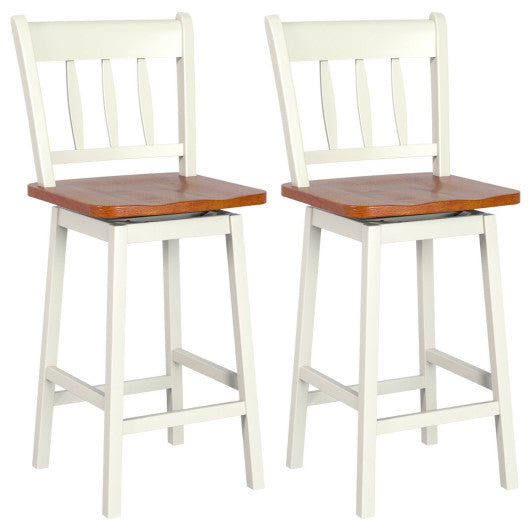 Costway 24.5" White Set of 2 Swivel Bar Stools with 360° Swiveling