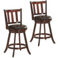 Costway 25" 2 Pieces 360 Degree Swivel Wooden Counter Height Bar Stool Set with Cushioned Seat
