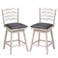 Costway 25" 360° Swivel Bar Stools with Rubber Wood Frame and Ergonomic Backrest and Footrest