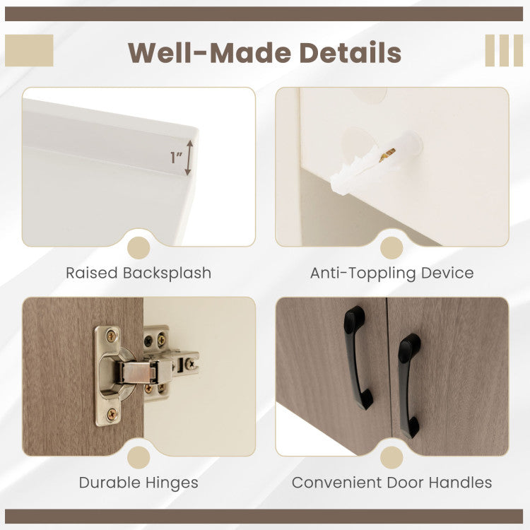Costway 25" Bathroom Vanity Sink Combo Cabinet with Doors and Open Shelf