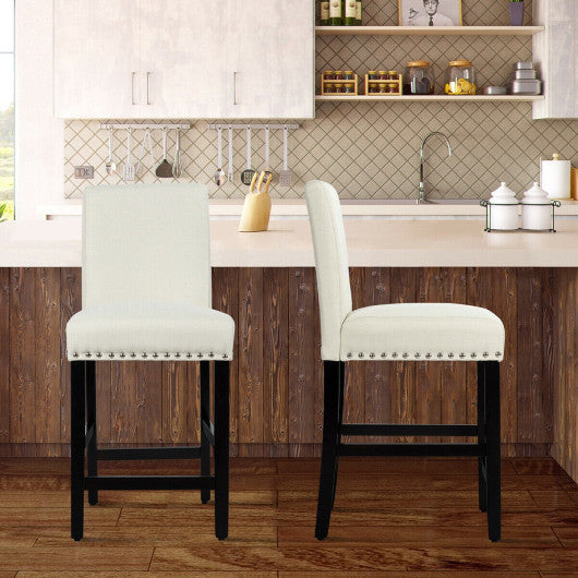 Costway 25" Beige Kitchen Chairs w/ Rubber Wood Legs
