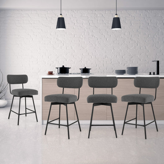Costway 25" Gray 2-Piece Modern Upholstered Bar Stools with Back and Footrests