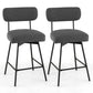Costway 25" Gray 2-Piece Modern Upholstered Bar Stools with Back and Footrests