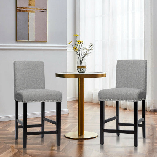 Costway 25" Gray Kitchen Chairs with Rubber Wood Legs