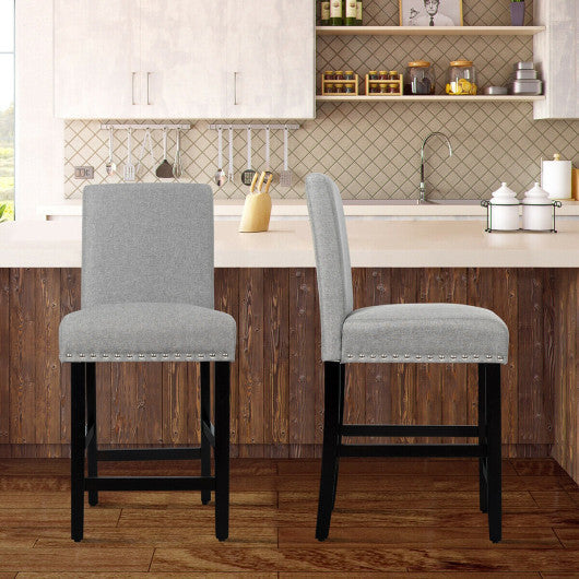 Costway 25" Gray Kitchen Chairs with Rubber Wood Legs