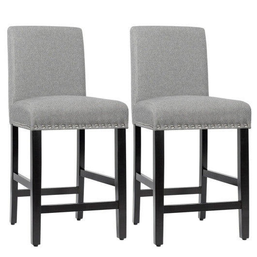 Costway 25" Gray Kitchen Chairs with Rubber Wood Legs