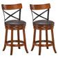 Costway 25" Set of 2 Bar Stools 360-Degree Swivel Dining Bar Chairs with Rubber Wood Legs