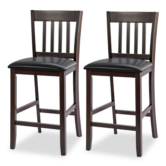 Costway 25" Set of 2 Bar Stools with Rubber Wood Legs
