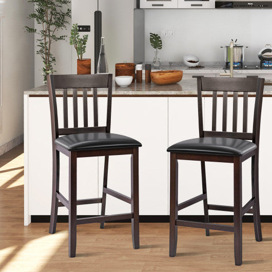 Costway 25" Set of 2 Bar Stools with Rubber Wood Legs