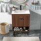 Costway 25" Wooden Bathroom Storage Cabinet with Sink