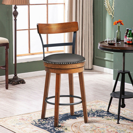 Costway 25.5" 360-Degree Bar Swivel Stools with Leather Padded