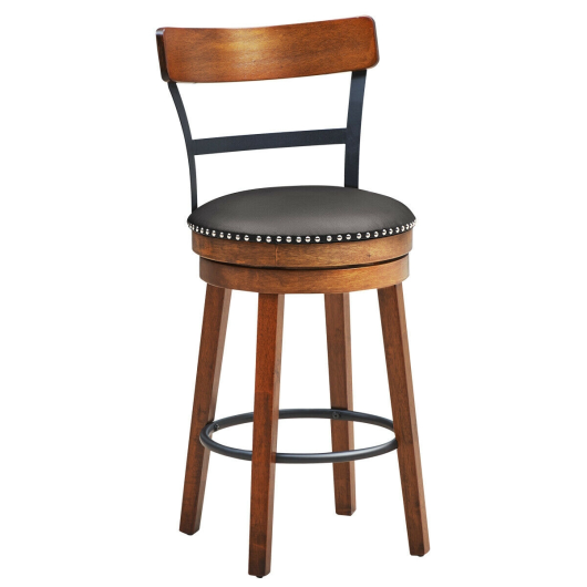 Costway 25.5" 360-Degree Bar Swivel Stools with Leather Padded