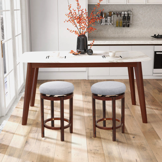 Costway 26" 2 Pieces Gray Counter Height Swivel Stool Set with Padded Cushion