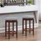 Costway 26" 2 Pieces Gray Counter Height Swivel Stool Set with Padded Cushion