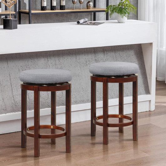 Costway 26" 2 Pieces Gray Counter Height Swivel Stool Set with Padded Cushion
