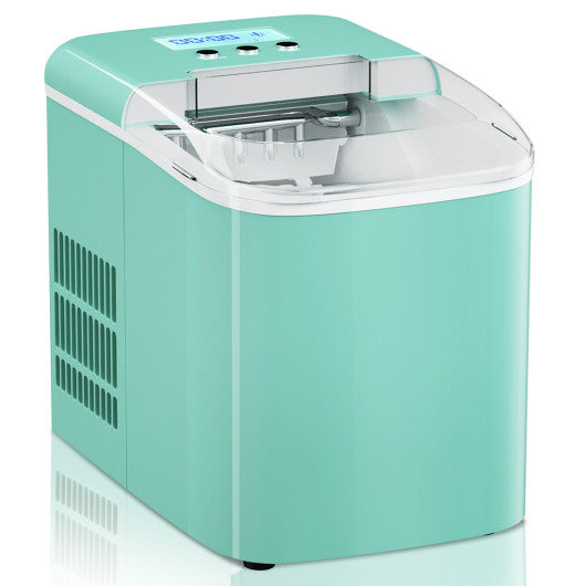 Costway 26 lbs Light Green Countertop LCD Display Ice Maker with Ice Scoop