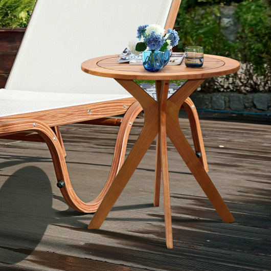 Costway 27" Outdoor Round Solid Wood Coffee Side Bistro Table