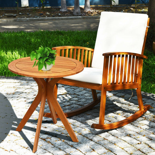 Costway 27" Outdoor Round Solid Wood Coffee Side Bistro Table