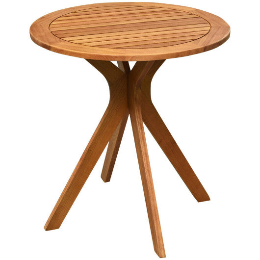 Costway 27" Outdoor Round Solid Wood Coffee Side Bistro Table