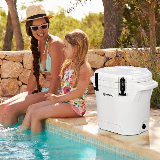 Costway 27 Quart White Outdoor Insulated Bucket Cooler Ice Chest