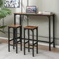 Costway 28" 2 Pieces Rustic Brown Dining Bar Chair Set with Footrest and Adjustable Pads